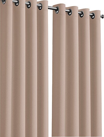 Lot de 2 rideaux obscurcissants unis avec 8 œillets - 135x240 cm - Vert tilleul