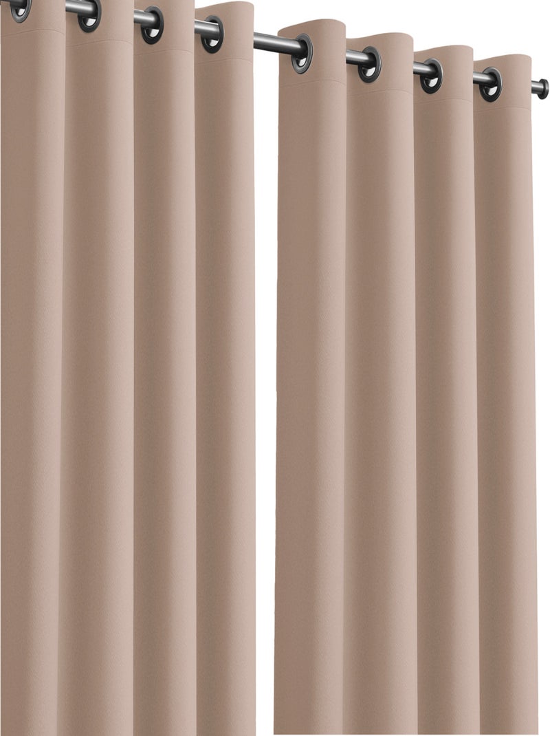 Lot de 2 rideaux obscurcissants unis avec 8 œillets - 135x240 cm - Rose poudré Rose pâle - Kiabi
