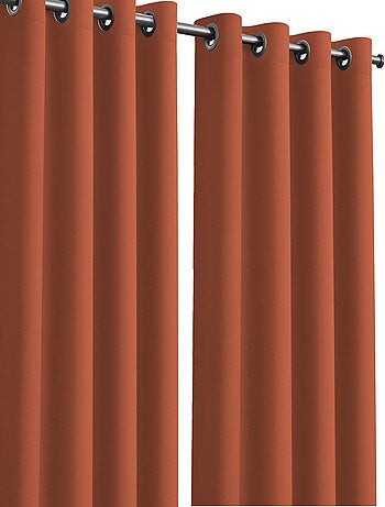 Lot de 2 rideaux obscurcissants unis avec 8 œillets - 135x240 cm - Vert tilleul