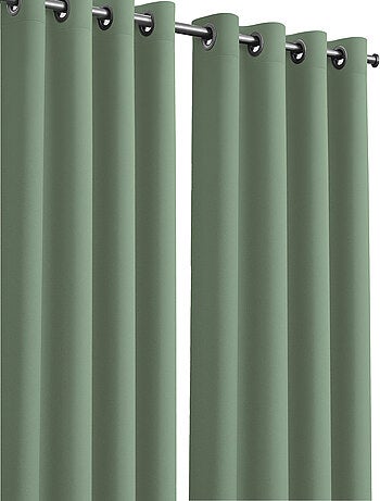 Lot de 2 rideaux obscurcissants unis avec 8 œillets - 135x240 cm - Vert tilleul