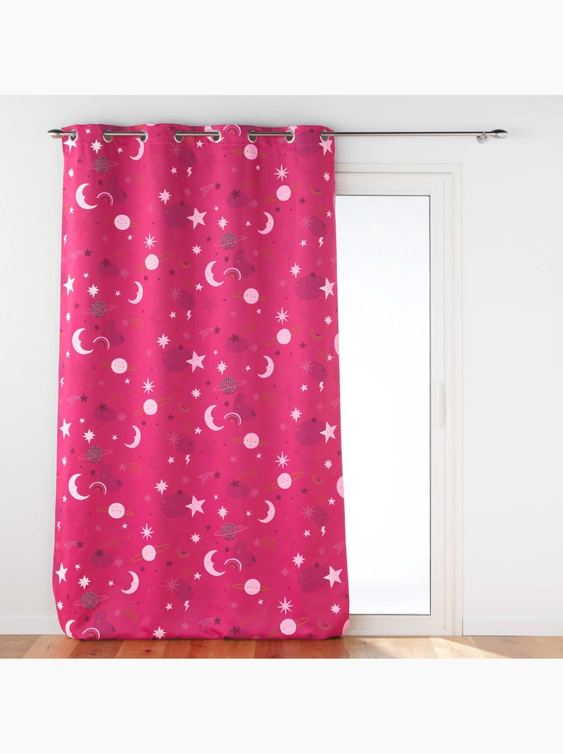 Lot de 2 Rideaux occultant - Phosphorescent - Moonlight Rose fushia - Kiabi