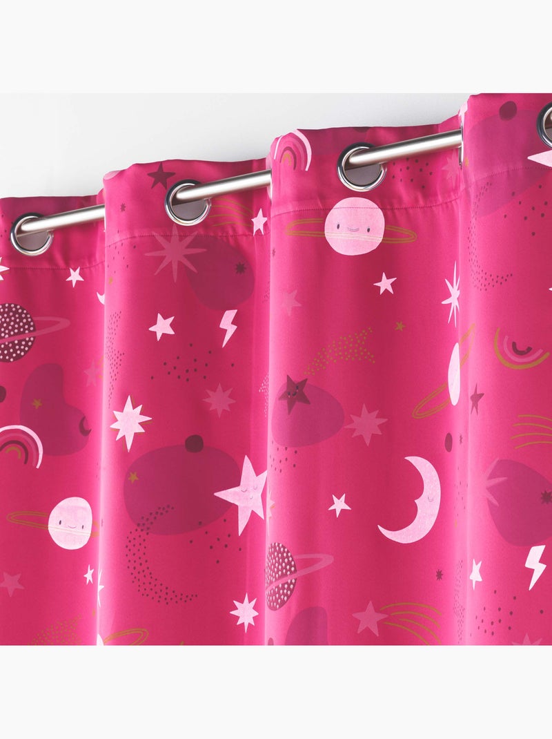 Lot de 2 Rideaux occultant - Phosphorescent - Moonlight Rose fushia - Kiabi