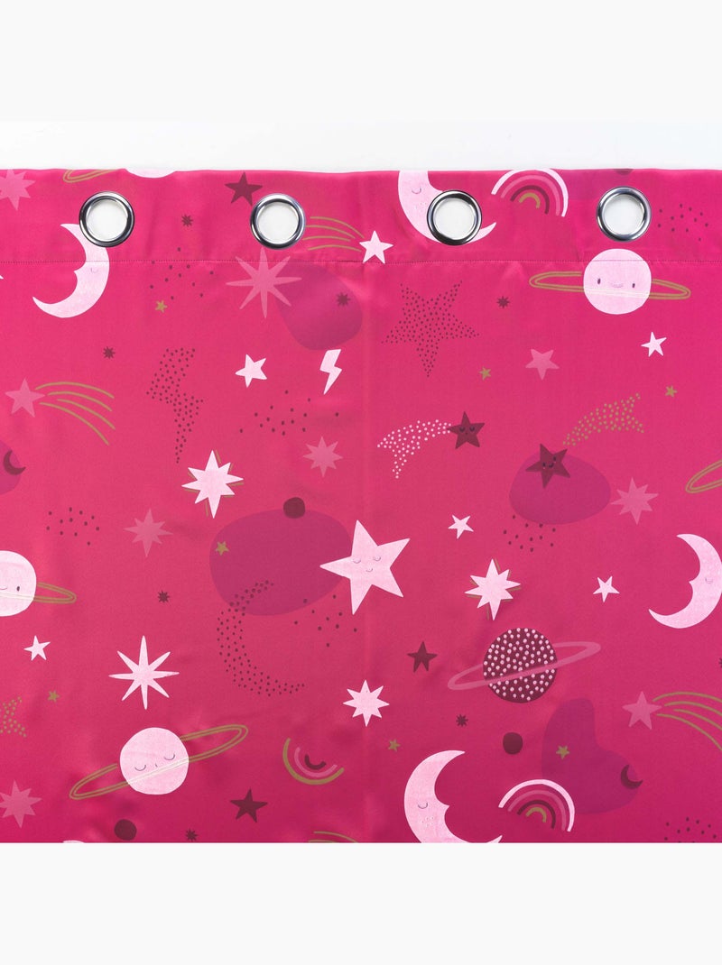 Lot de 2 Rideaux occultant - Phosphorescent - Moonlight Rose fushia - Kiabi
