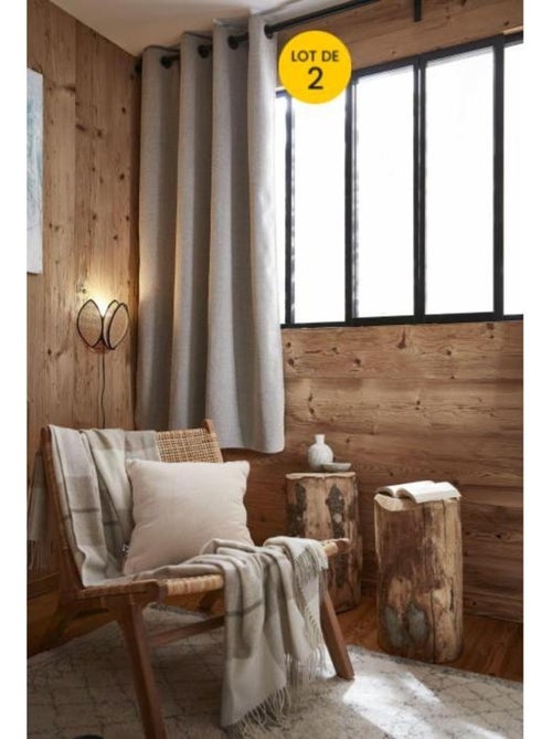 Lot de 2 rideaux occultant doublé polaire Bjorn - Kiabi