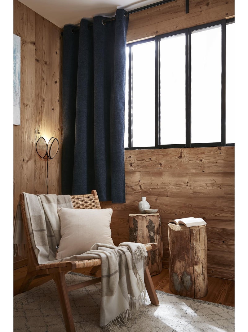 Lot de 2 rideaux occultant doublé polaire Bjorn Bleu foncé - Kiabi