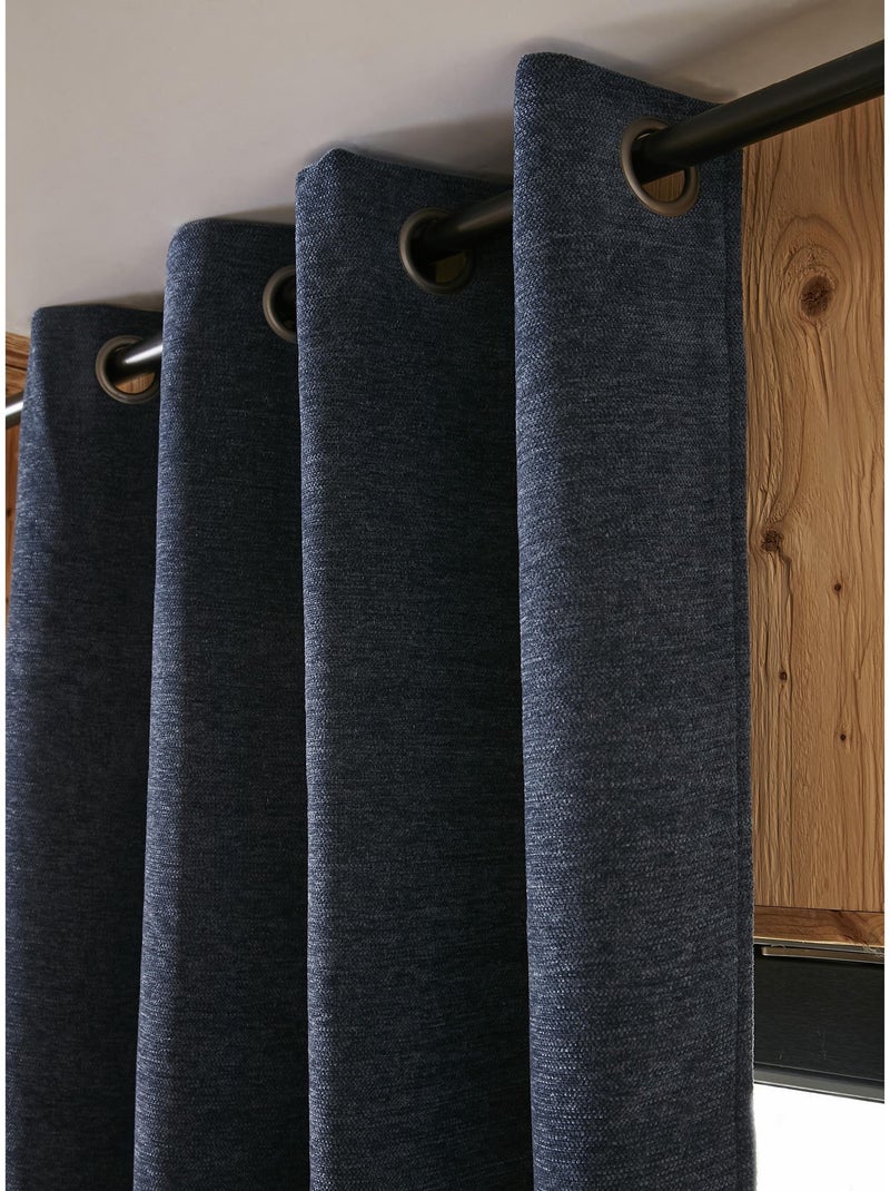 Lot de 2 rideaux occultant doublé polaire Bjorn Bleu foncé - Kiabi