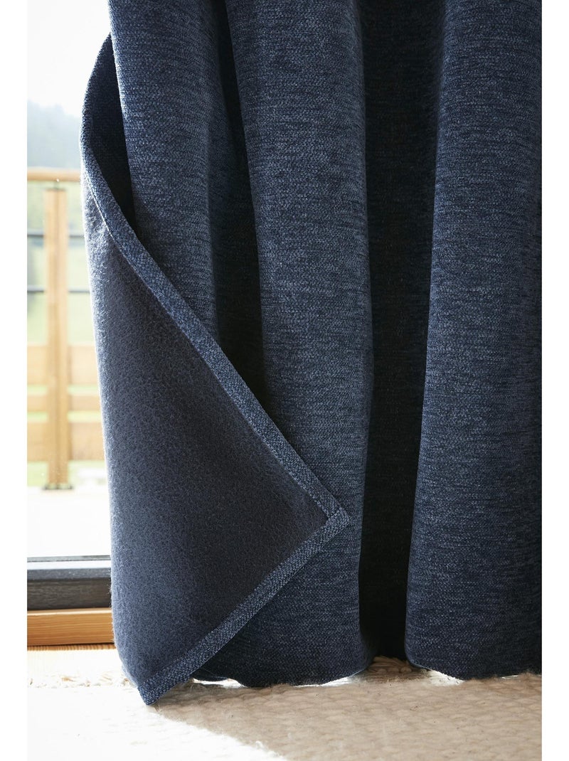 Lot de 2 rideaux occultant doublé polaire Bjorn Bleu foncé - Kiabi