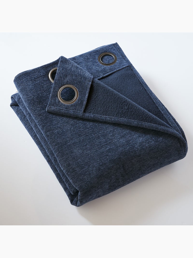 Lot de 2 rideaux occultant doublé polaire Bjorn Bleu foncé - Kiabi