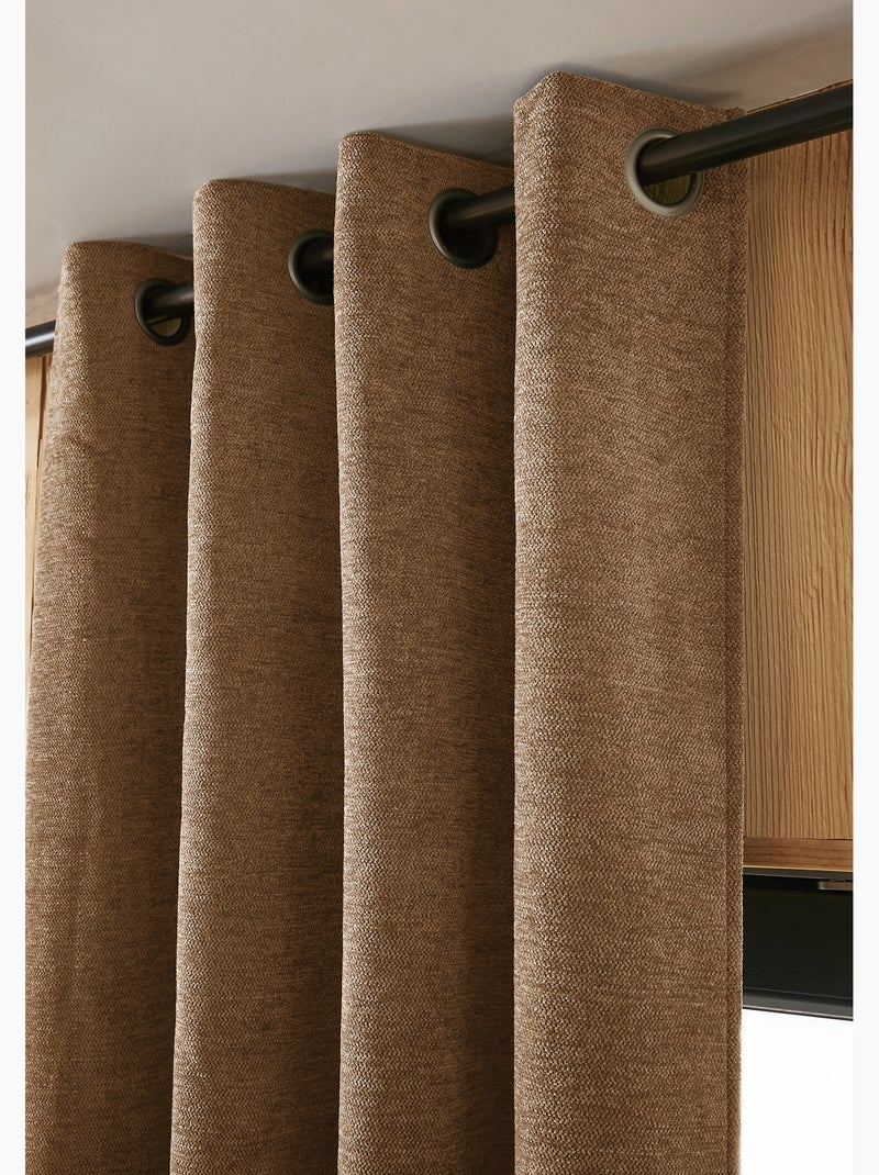 Lot de 2 rideaux occultant doublé polaire Bjorn Camel - Kiabi