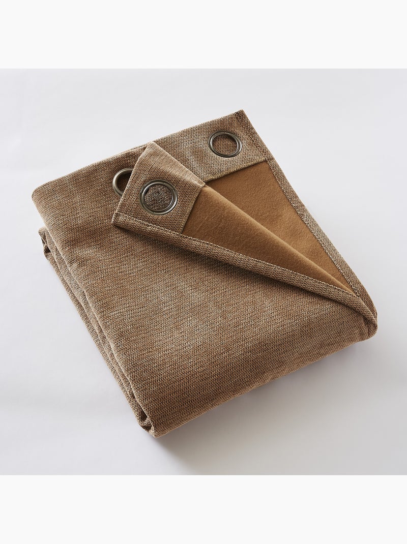 Lot de 2 rideaux occultant doublé polaire Bjorn Camel - Kiabi