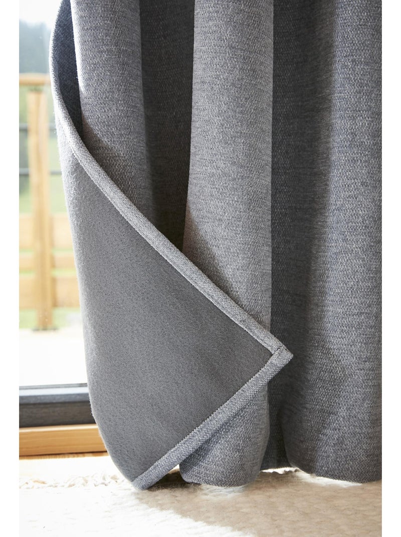 Lot de 2 rideaux occultant doublé polaire Bjorn Gris - Kiabi