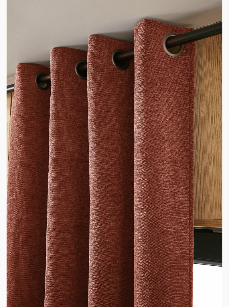 Lot de 2 rideaux occultant doublé polaire Bjorn Terracotta - Kiabi