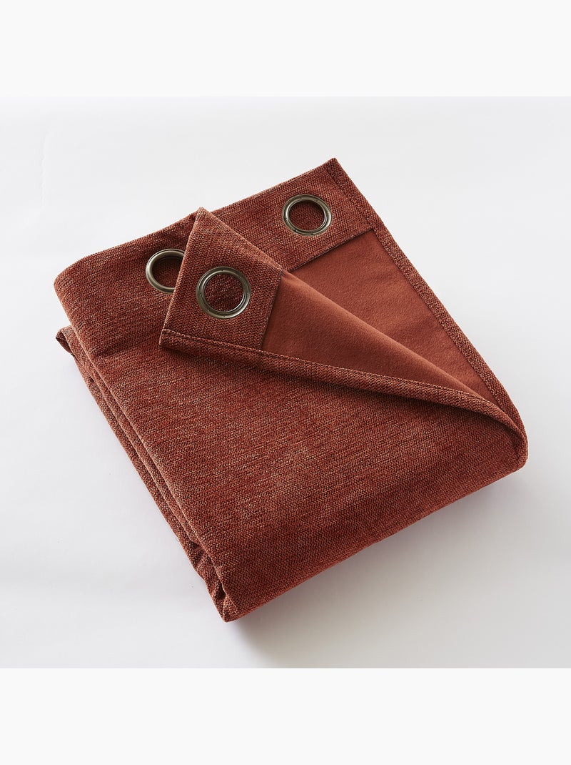 Lot de 2 rideaux occultant doublé polaire Bjorn Terracotta - Kiabi