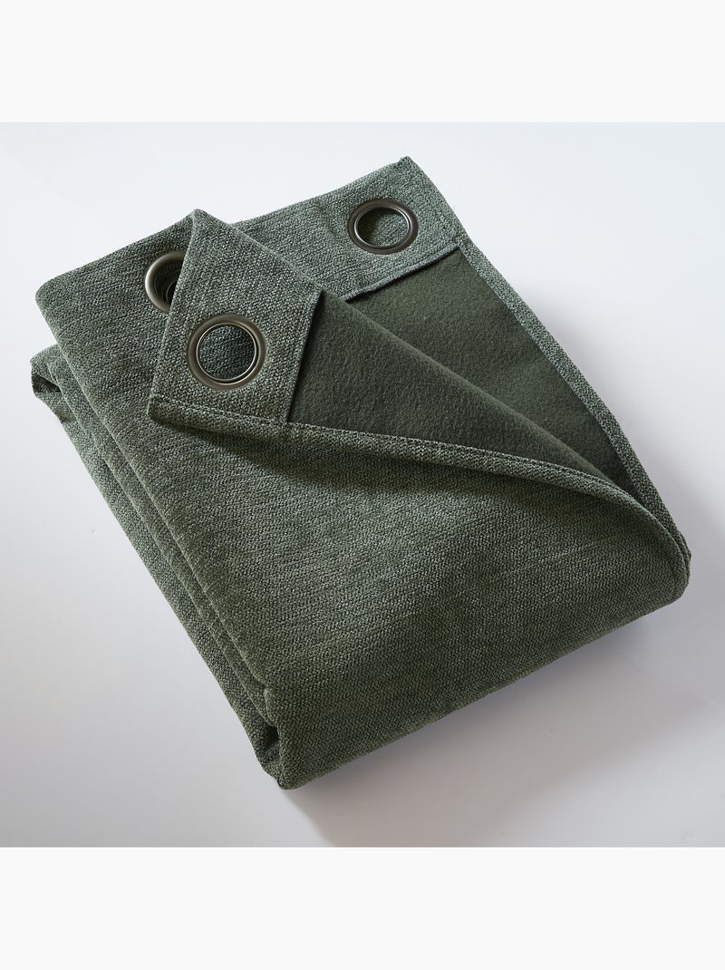 Lot de 2 rideaux occultant doublé polaire Bjorn Vert romarin - Kiabi