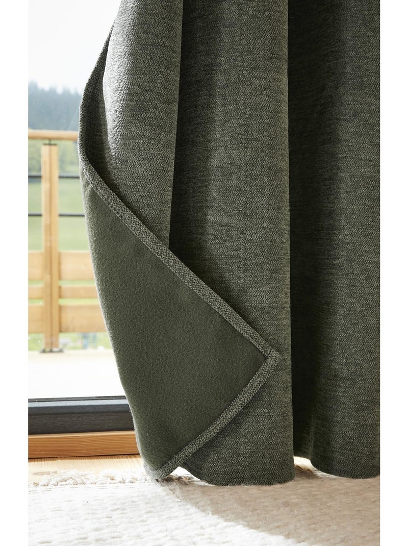 Lot de 2 rideaux occultant doublé polaire Bjorn Vert romarin - Kiabi