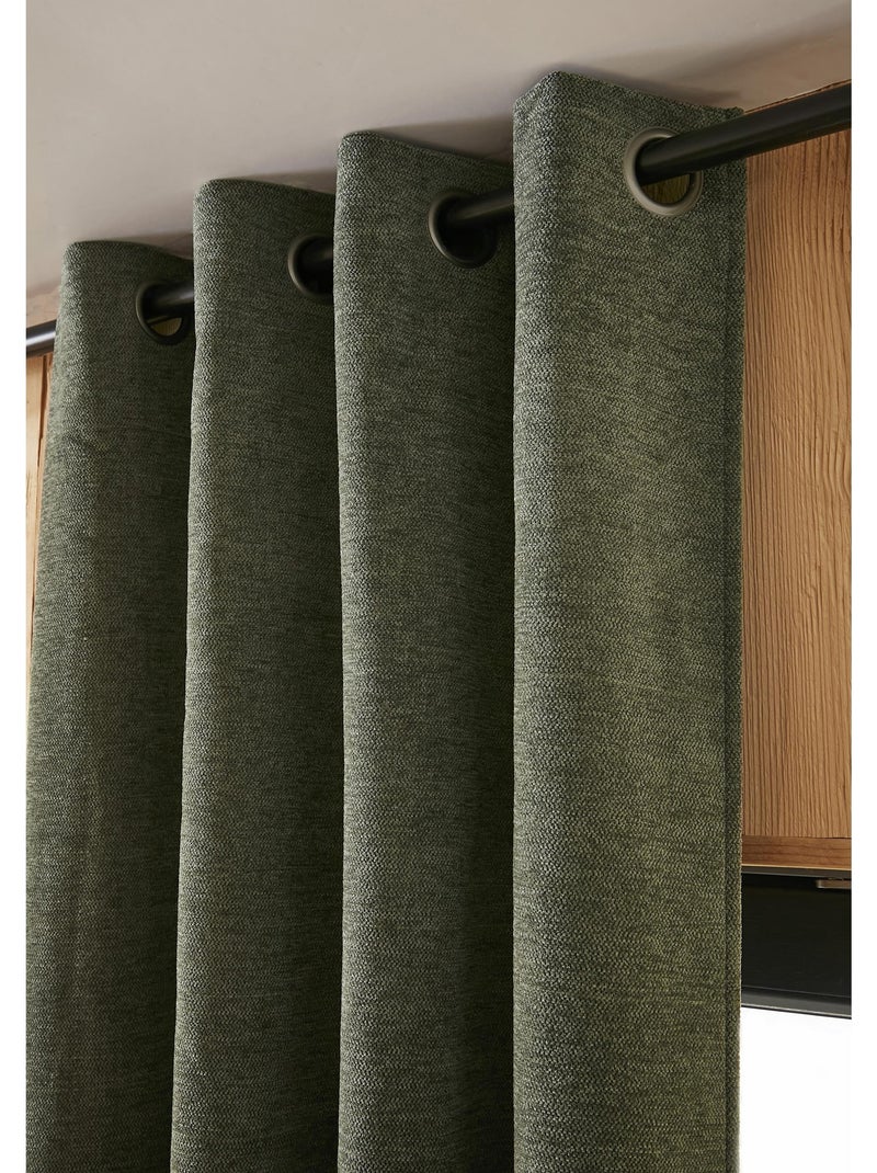 Lot de 2 rideaux occultant doublé polaire Bjorn Vert romarin - Kiabi