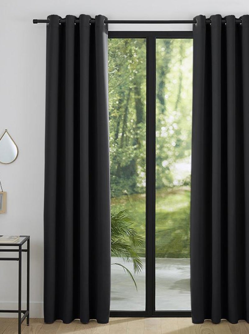 Lot De 2 Rideaux Occultant Noir 140 X 260 Cm Noir - Kiabi