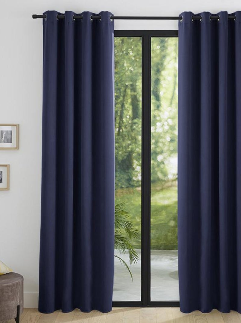Lot de 2 rideaux occultant thermique marine 140 x 260 cm Bleu - Kiabi