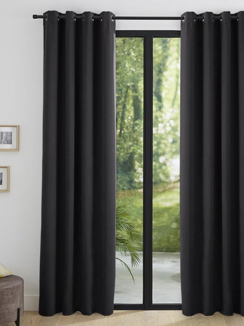 Lot de 2 rideaux occultant thermique noir 140 x 260 cm Noir - Kiabi