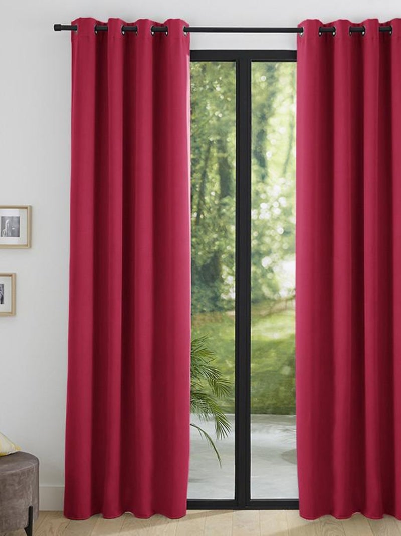 Lot de 2 rideaux occultant thermique piment 140 x 260 cm Rouge - Kiabi