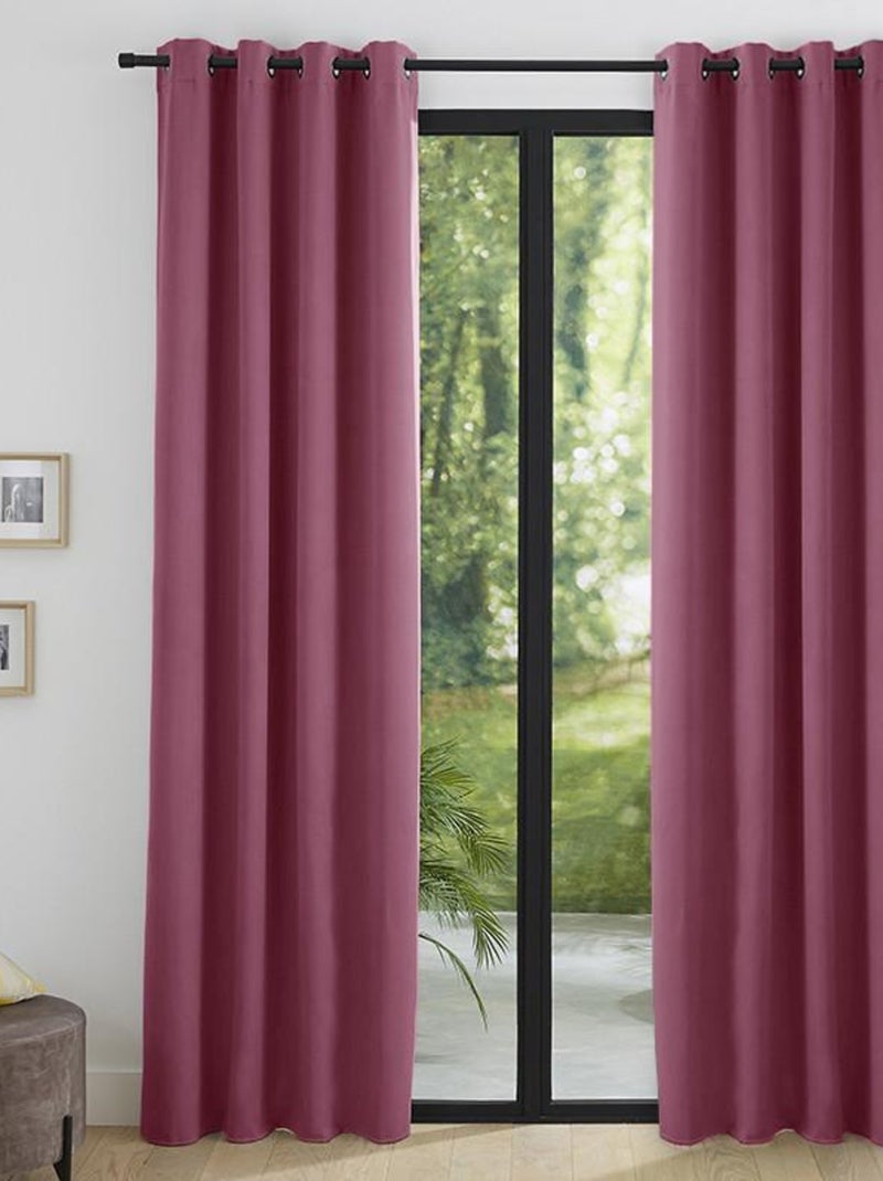 Lot de 2 rideaux occultant thermique rose poudré 140 x 260 cm Rose - Kiabi