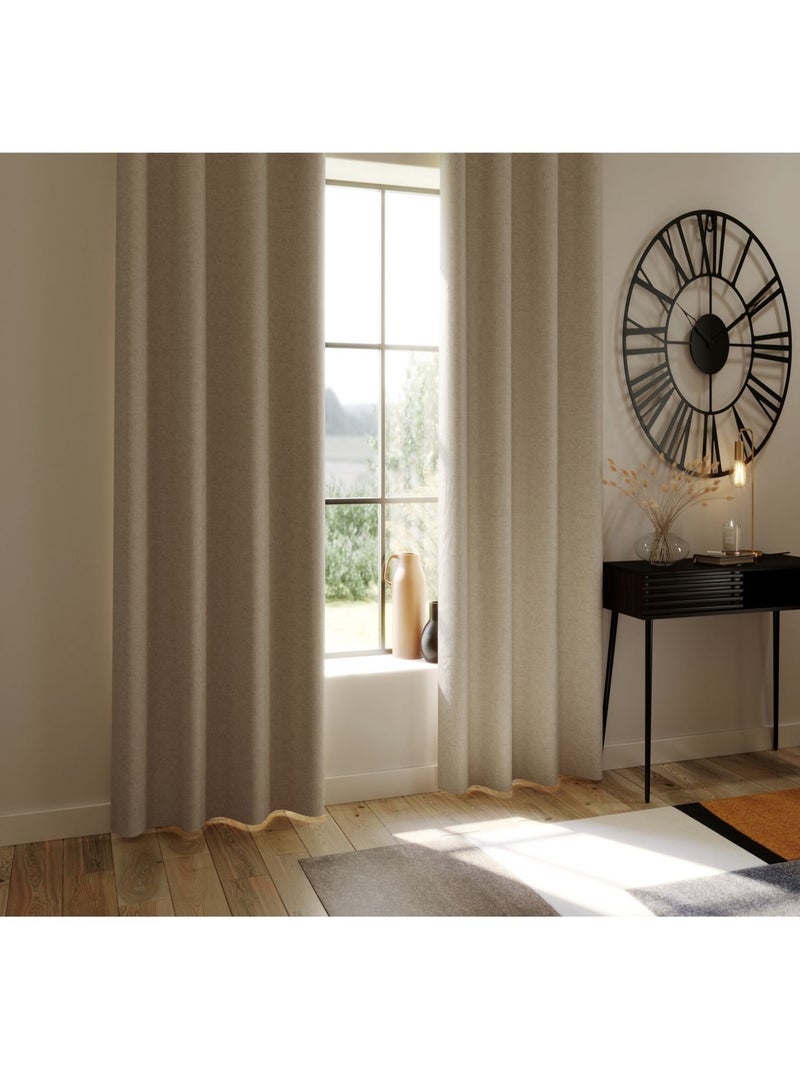 Lot de 2 rideaux occultant total Beige - Kiabi