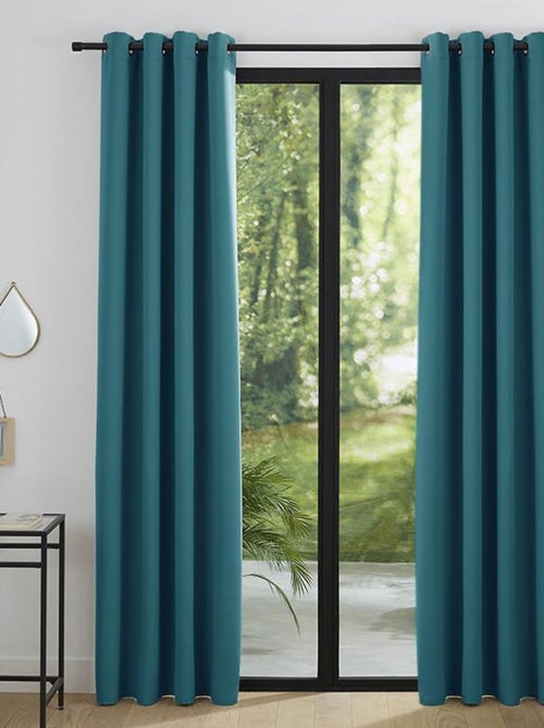 Lot De 2 Rideaux Occultant Turquoise 140 X 260 Cm - Kiabi