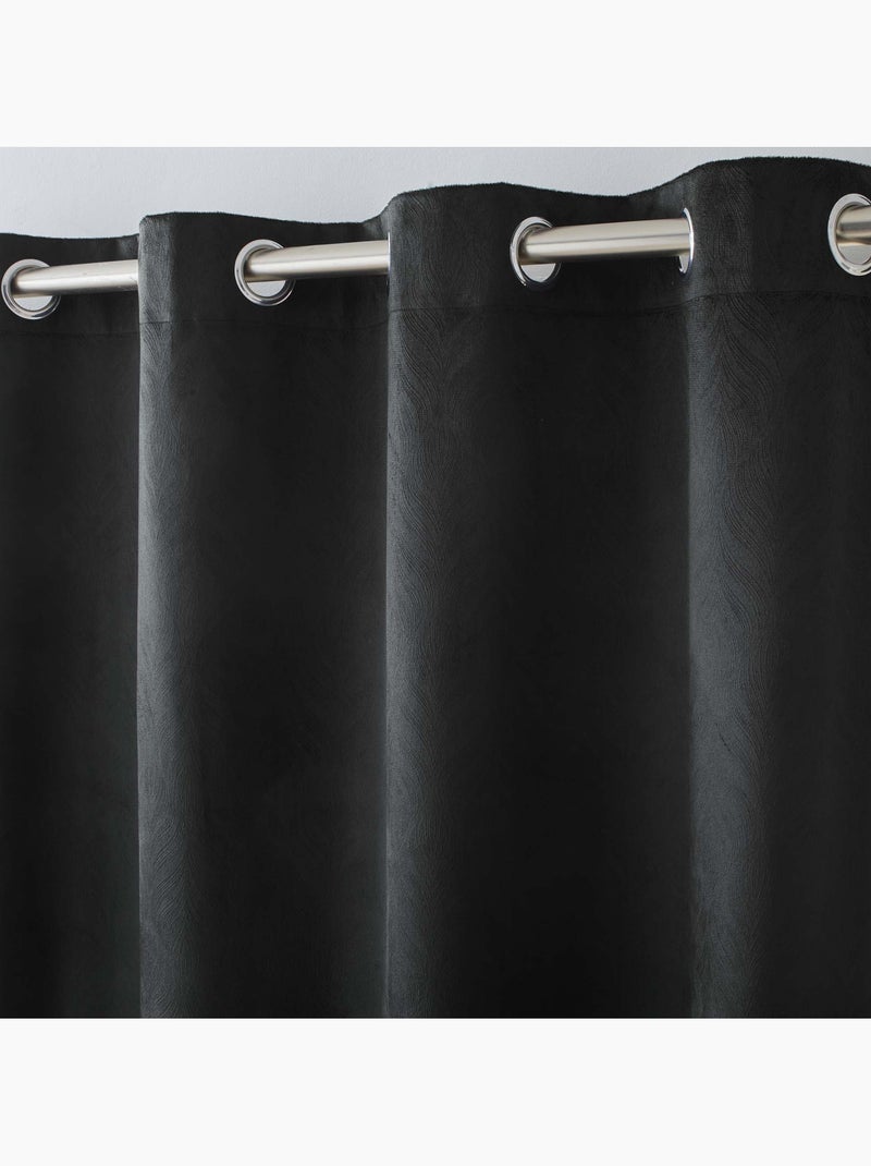 Lot de 2 Rideaux occultant velours relief Noir - Kiabi
