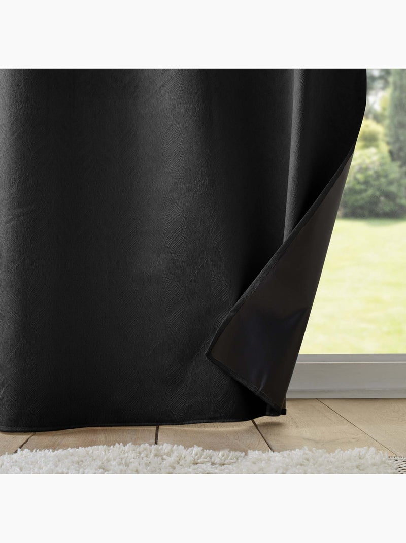 Lot de 2 Rideaux occultant velours relief Noir - Kiabi