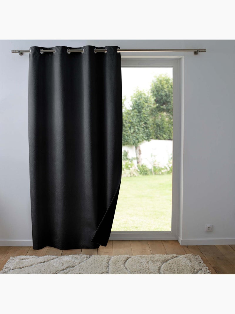 Lot de 2 Rideaux occultant velours relief Noir - Kiabi
