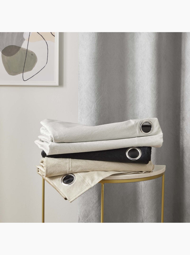 Lot de 2 Rideaux occultant velours relief Noir - Kiabi