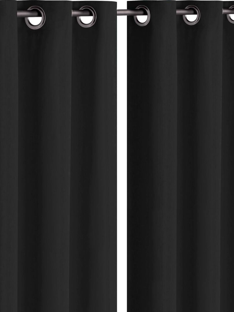 Lot de 2 rideaux occultant noir 140 x 260 cm