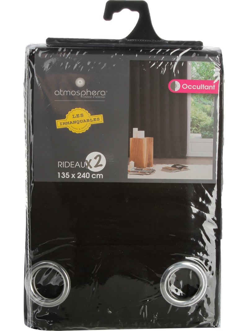 Lot de 2 rideaux occultants à oeillets ODÉLIE Noir - Kiabi