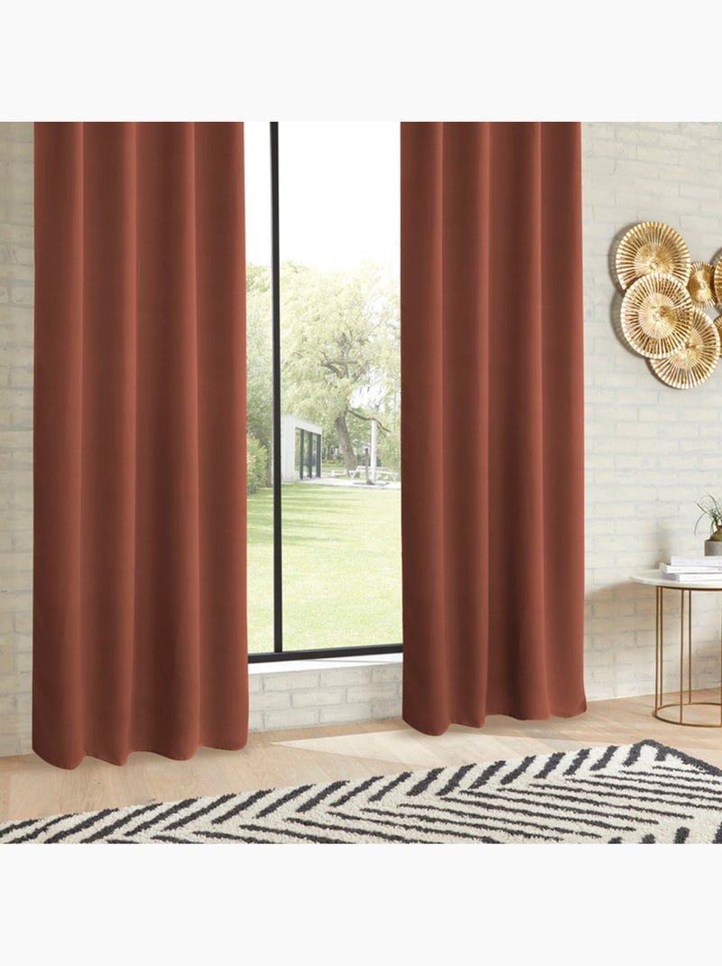 Lot de 2 rideaux occultants à oeillets odelie Terracotta - Kiabi