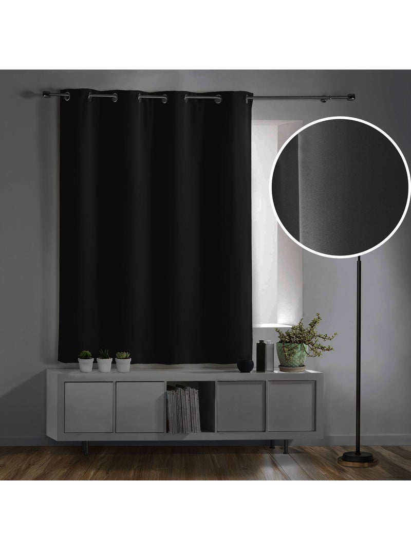 Lot de 2 Rideaux Occultants à Œillets – Uni Noir - Kiabi