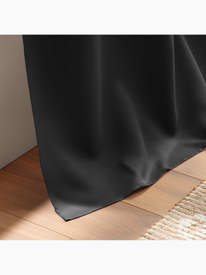 Lot de 2 Rideaux Occultants à Œillets – Uni Noir - Kiabi