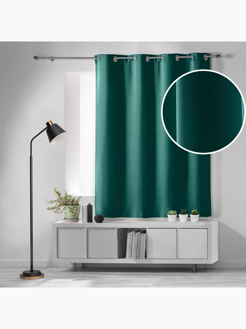 Lot de 2 Rideaux Occultants à Œillets – Uni Vert émeraude - Kiabi