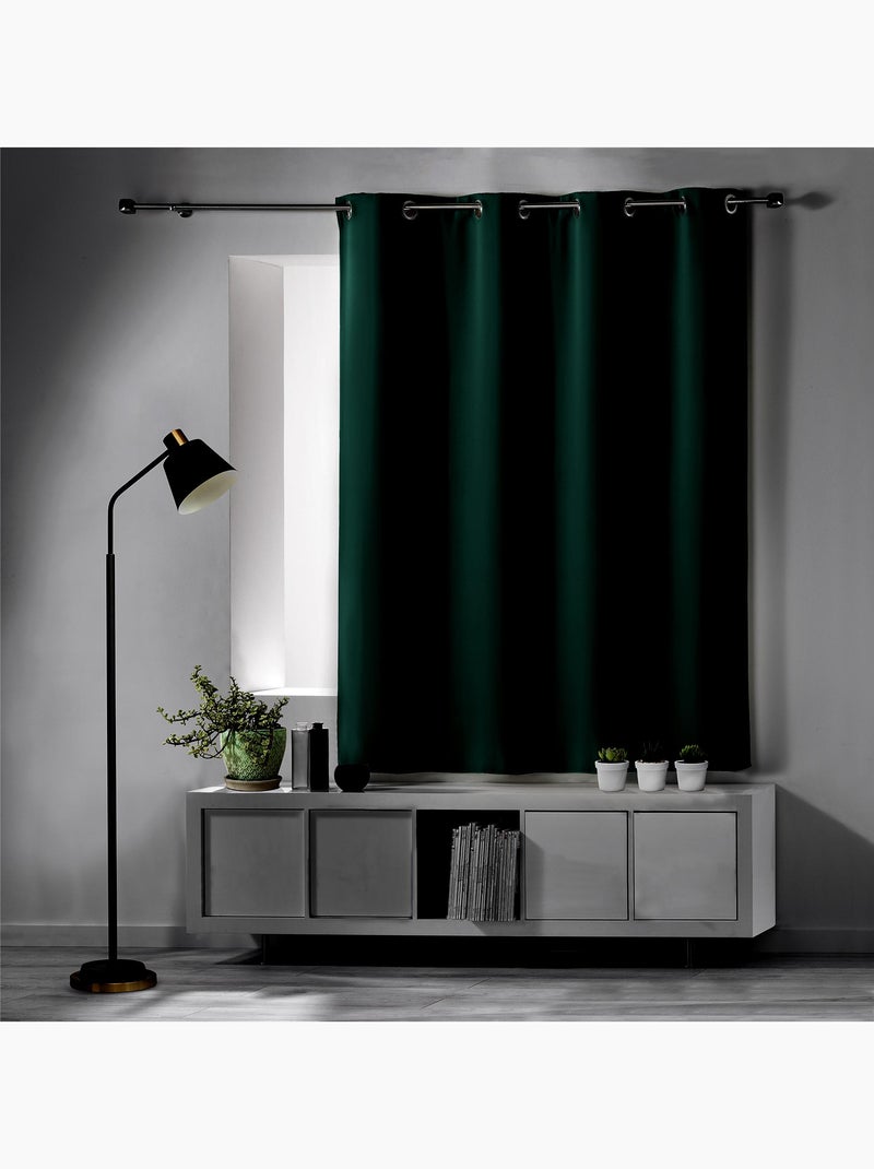 Lot de 2 Rideaux Occultants à Œillets – Uni Vert émeraude - Kiabi