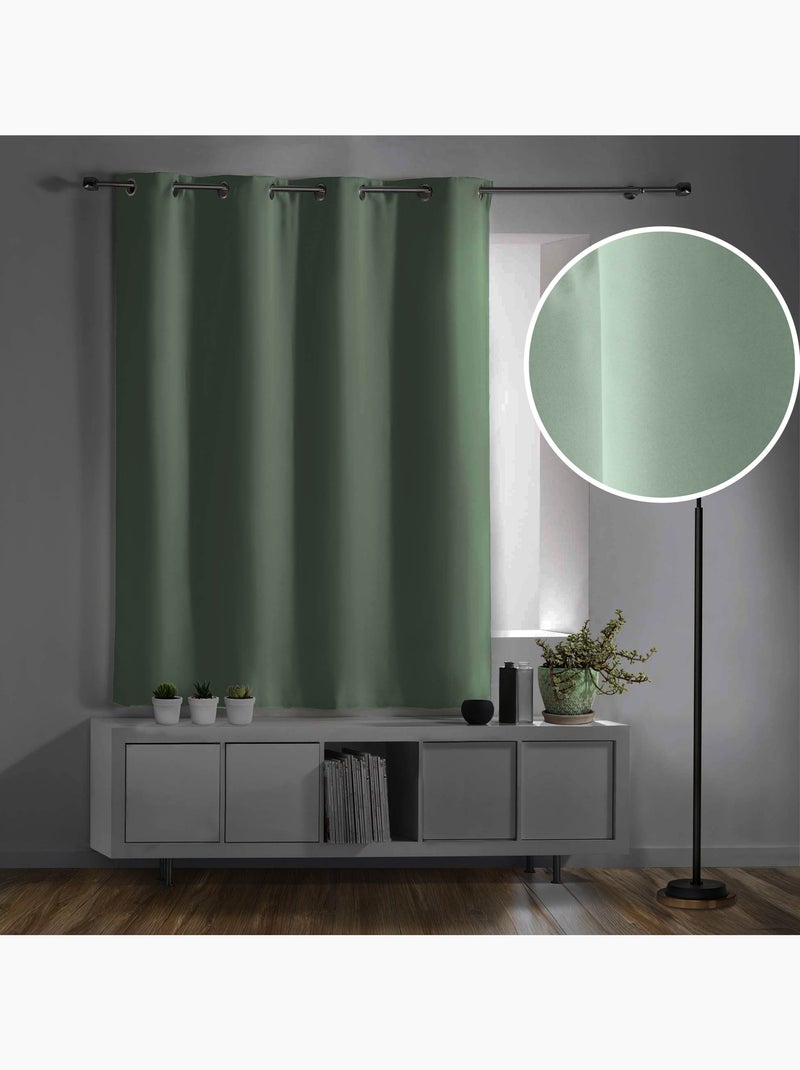 Lot de 2 Rideaux Occultants à Œillets – Uni Vert Sauge - Kiabi