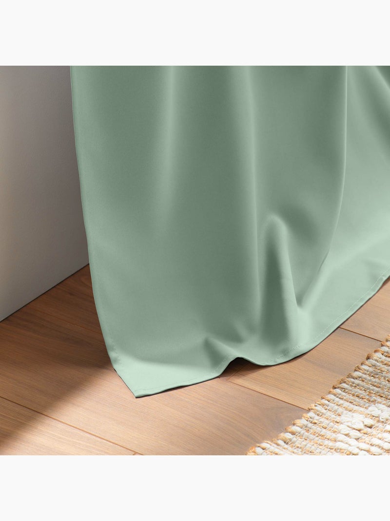 Lot de 2 Rideaux Occultants à Œillets – Uni Vert Sauge - Kiabi