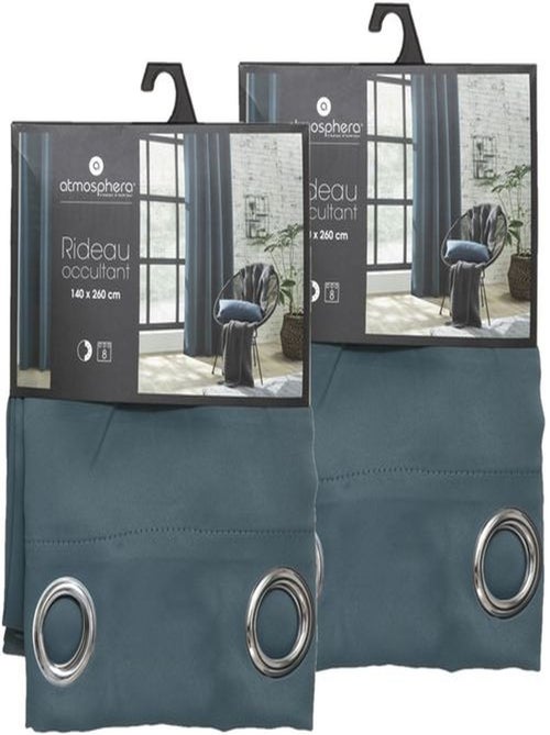 Lot de 2 rideaux occultants avec 8 œillets LOUISA - Kiabi