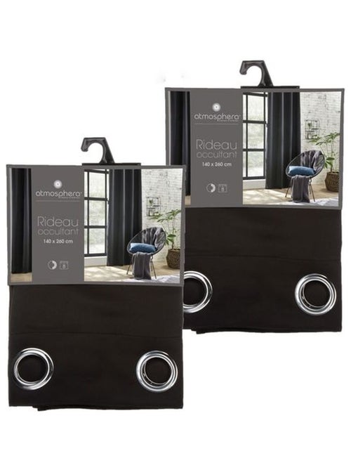 Lot de 2 rideaux occultants avec 8 œillets LOUISA - Kiabi