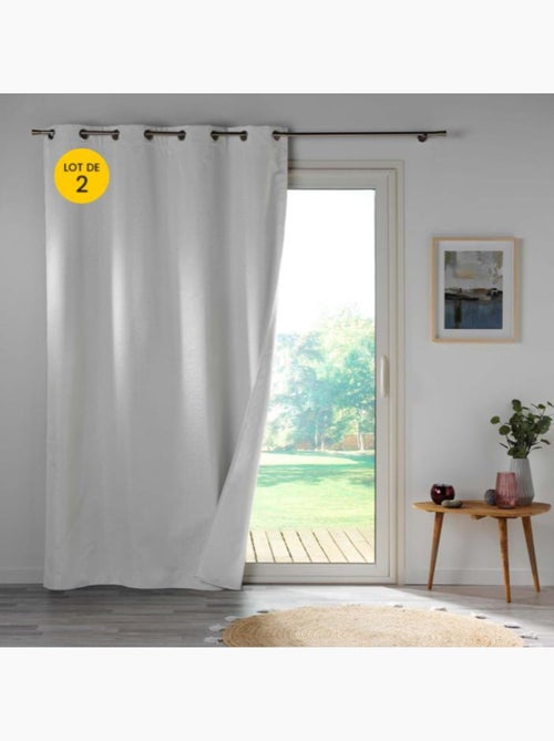 Lot de 2 rideaux occultants double face – 100 % microfibre – Obscure Gris - Kiabi Lot de 2 rideaux occultants double face – 100 % microfibre – Obscure Gris - Kiabi