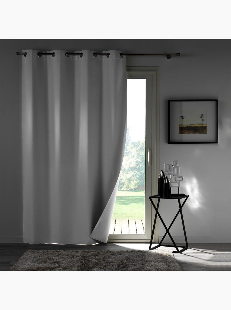 Lot de 2 rideaux occultants double face – 100 % microfibre – Obscure Gris Blanc - Kiabi