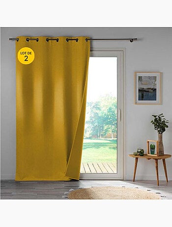 Lot de 2 rideaux occultants double face – 100 % microfibre – Obscure Gris
