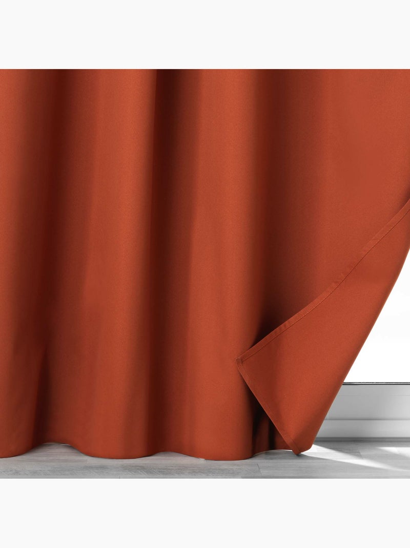 Lot de 2 rideaux occultants double face – 100 % microfibre – Obscure Gris Terracotta - Kiabi