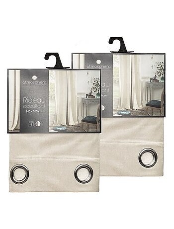 Lot de 2 Rideaux occultants en polyester effet velours