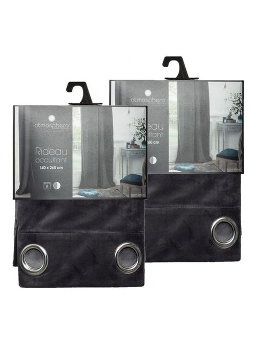 Lot de 2 rideaux occultants en velours à 8 œillets DOLCE - Kiabi Lot de 2 rideaux occultants en velours à 8 œillets DOLCE - Kiabi