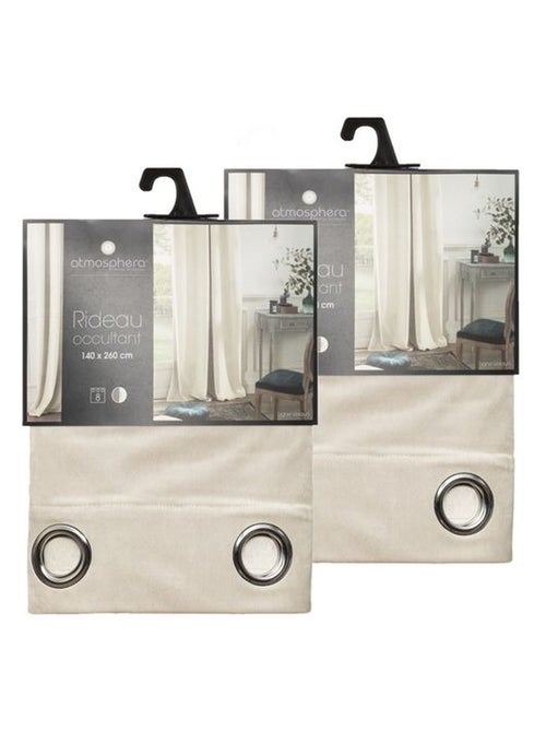 Lot de 2 rideaux occultants en velours à 8 œillets DOLCE - Kiabi Lot de 2 rideaux occultants en velours à 8 œillets DOLCE - Kiabi