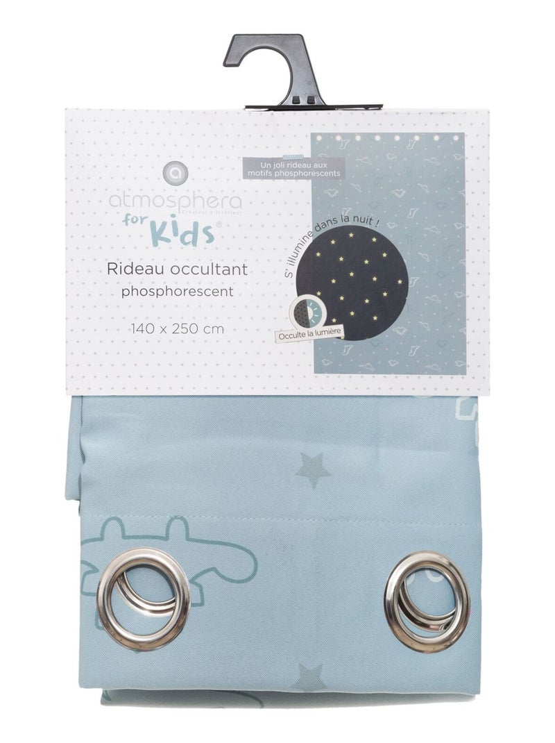 Lot de 2 rideaux occultants enfant phosphorescents DINOSAURES Bleu - Kiabi